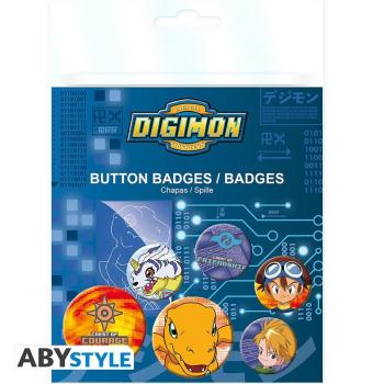 DIGIMON - Abzeichen Pack - Tai und Matt Die beiden Freunde Taichi und Yamato sowie ihr Digimon Agumon und Gabumon sind zusammen auf diesem Digimon-Abzeichen von ABYstyle!